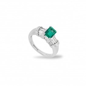 White Gold Colombian Emerald & Diamond Ring 1.35ct White Gold Colombian Emerald & Diamond Ring 1.35ct